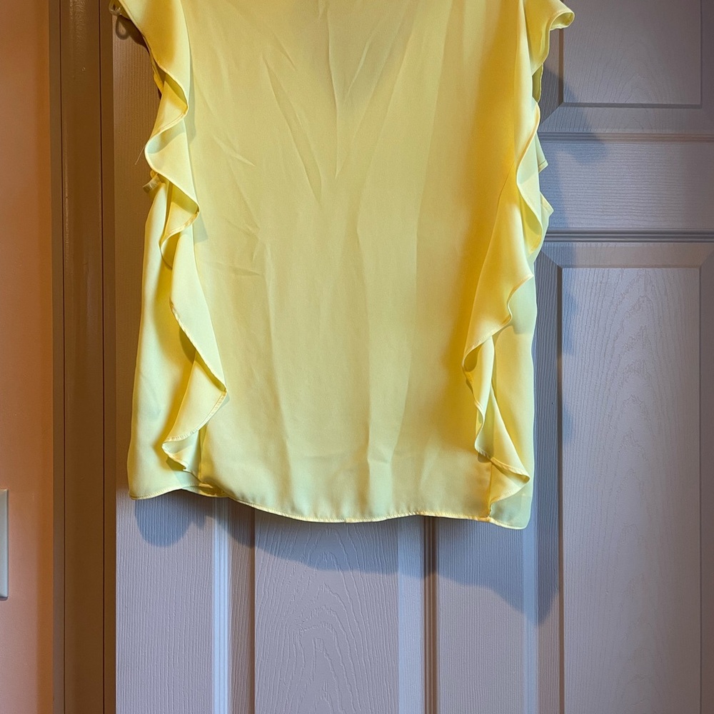 The Limited Yellow Ruffle Sleeve V-Neck Women's Top, Size Medium - Picture 9 of 9